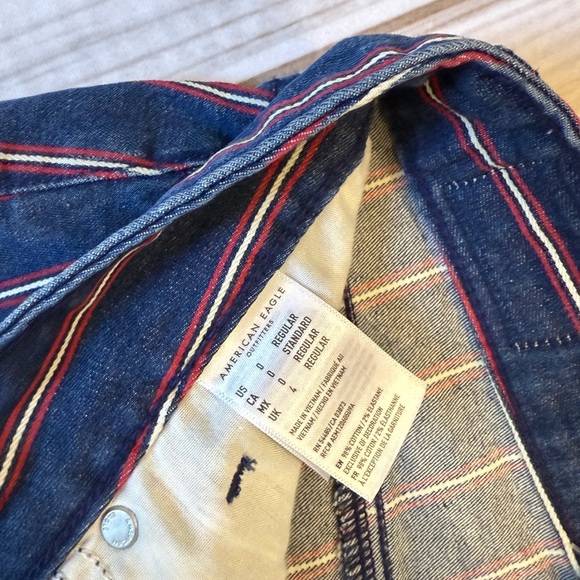 American Eagle Outfitters Blue Red Pencil Mini Skirt - Picture 3 of 5